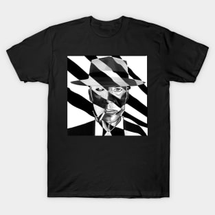 oppenheimer portrait in ecopop cartoon art black and white T-Shirt